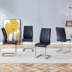 Modern Black Dining Chair Set with High Back PU Upholstery and Sturdy