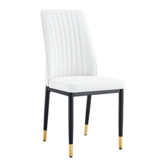 4 Dining Chair Set, White Dining Chair Set, PU Material High Back Seat