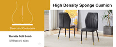 4 modern dining chairs with stylish PU patterned backrest and black
