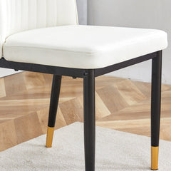 4 Dining Chair Set, White Dining Chair Set, PU Material High Back Seat