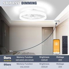 Low Profile Ceiling Fans with Lights and Remote, 19.7In Fandelier
