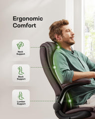 Executive Office Chair with Flip-Up Armrests,Pu Leather Ergonomic Desk