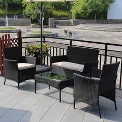 4 Pieces Patio Furniture Set Rattan outside Furniture Wicker Sofa