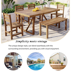 High-quality Acacia Wood Outdoor Table and Chair Set, Suitable for