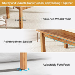 70.87" Wood Dining Table for 6-8 People, Modern Large Rectangle