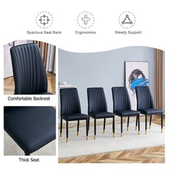 A set of 4 dining chairs, black dining chair set, PU material high