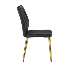 Medieval Modern Black Dining Chairs with Cushions and Golden Metal