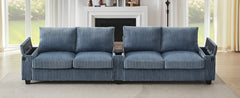 Modern 4-Seater Corduroy Sofa Couch with USB Ports, Hidden Storage,