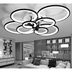 Modern LED Ceiling Light Fixture with Remote Control, Clear Acrylic Shade, Semi Flush Mount Ceiling Light Chandelier 8 Head
