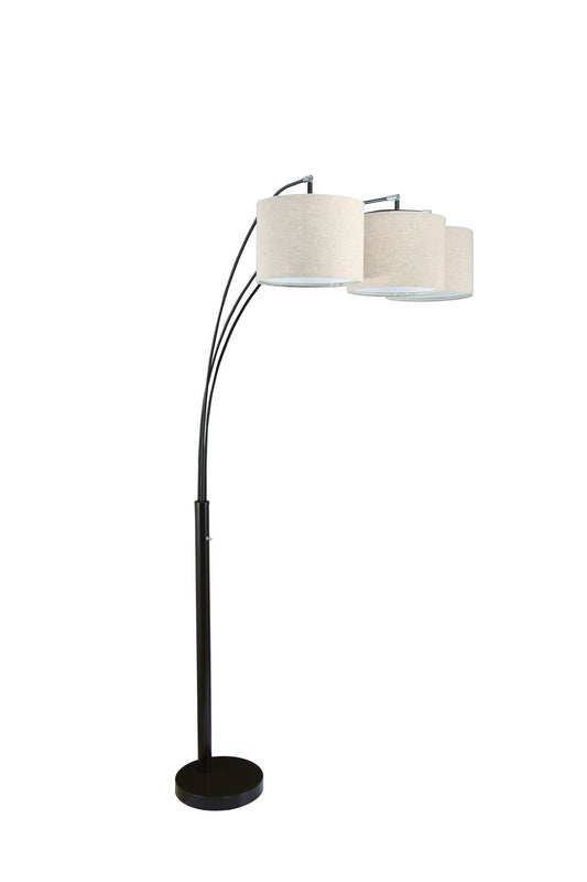 84" Beige And Espresso Brown Three Lights Tree Floor Lamp With Beige