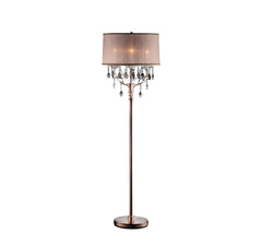 62" Silver Three Light Candelabra Floor Lamp With Pink Fabric Drum