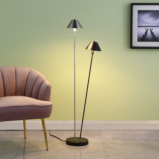 48" Black And Silver Two Light LED Novelty Floor Lamp With Black And