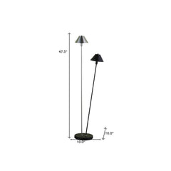 48" Black And Silver Two Light LED Novelty Floor Lamp With Black And