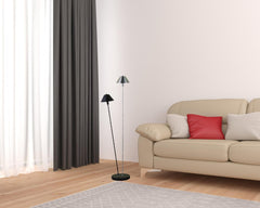 48" Black And Silver Two Light LED Novelty Floor Lamp With Black And