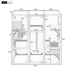 Outdoor DIY Cat House Catio with Double Enter Doors, Platforms, and