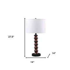 28" Dark Cherry Polyresin Indents Table Lamp With White Shade