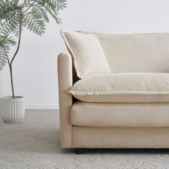 Mid-Century Modern Couch 3-Seater Sofa With 2 Armrest Pillows And 3