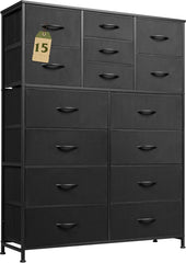 Tall Black Dresser for Bedroom Furniture, Fabric Dressers Storage