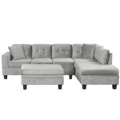 Modern Sectional Sofa with Storage Ottoman, L-Shape Couch with 2