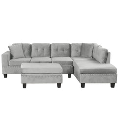 Modern Sectional Sofa with Storage Ottoman, L-Shape Couch with 2