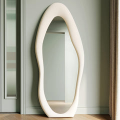 Full Length Mirror, 63 X 24 Wall Mirror, Flannel Wrapped Wooden Frame