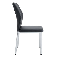 Luxury Simple Chair Set of 4 - High Resilience Dining Chair Black PU