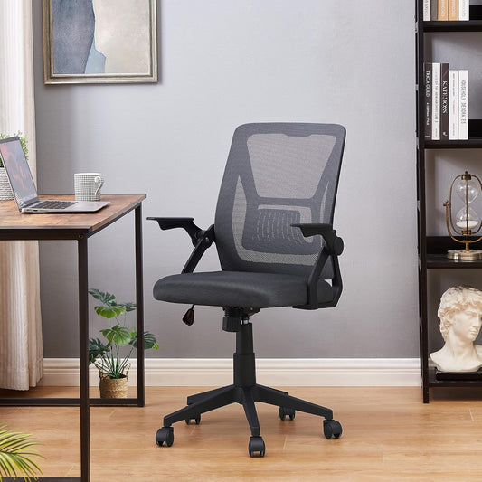 Mid-Back Swivel Ergonomic Office Chair with Adjustable Arms, Mesh