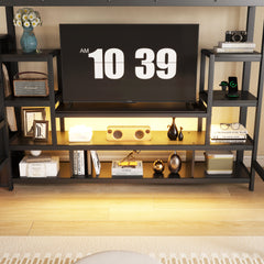 Full Size Metal Loft Bed with TV Stand, Metal Loft Bed with Staircase