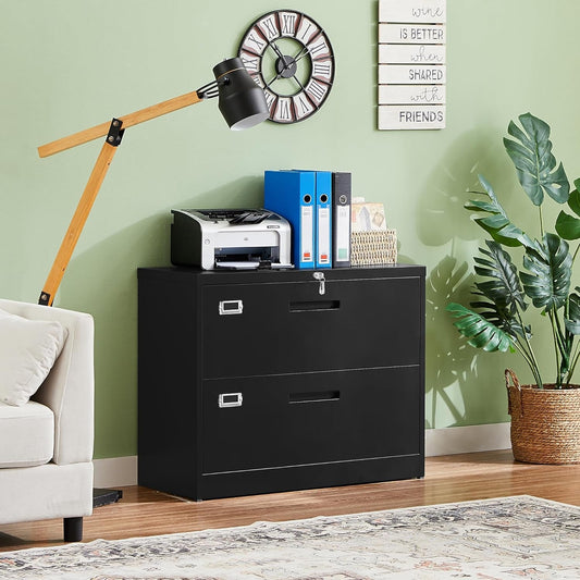 Metal Lateral File Cabinets with Lock,2 Drawer Steel Wide Filing