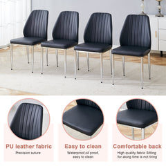 Set of Four Black PU Comfort Dining Chairs (17.7'x25').Dining chair