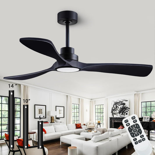 52" Wood Ceiling Fan with Lights with Remote Control Ceiling Fan, 3