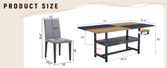 Table and chair set.71*35.4 inch Wooden And Black Spliced Dining Table