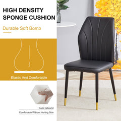4 modern dining chairs with stylish PU patterned backrest and black