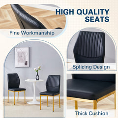 Luxury Simple Chair Set of 4 Black PU High Resilience Dining Chair