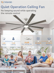 72 Inch Brushed Nickel Modern Ceiling Fans with Lights and Remote,