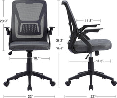 Mid-Back Swivel Ergonomic Office Chair with Adjustable Arms, Mesh