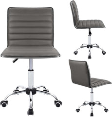 Mid Back Task Chair, Low Back Leather Swivel Office Chair, Vanity