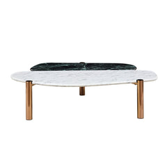 Faux Marble Coffee Tables Accent Tea Tables with Gold Metal Foot for