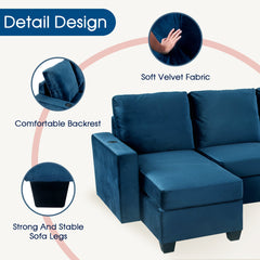 138*57" Modern L shape Sectional Sofa, 6-seat Velvet Fabric Couch with