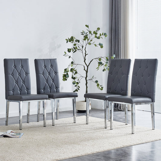4 piece set of gray armless dining chairs brings a touch of elegance