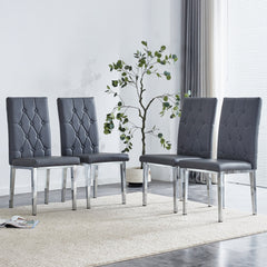 4 piece set of gray armless dining chairs brings a touch of elegance