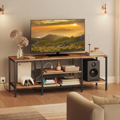 TV Stand with Power Outlets to 65 Inches, TV Console Table with Open
