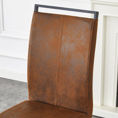 Retro - style Suede - like Tech Fabric Dining Chairs, Sturdy Metal