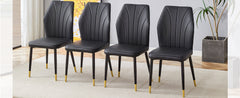 4 modern dining chairs with stylish PU patterned backrest and black