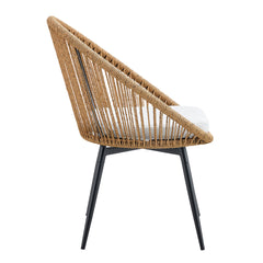 Modern 3-Piece Set: 17.7' Anti-Spill Round Coffee Table + 2 Rattan