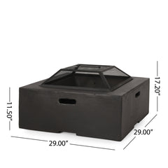 Outdoor 29' Square MgO Wood-Burning Fire Pit, Dark Gray
