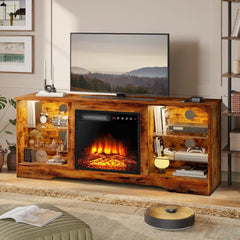 58" Brown Fireplace TV Stand for 65" TV