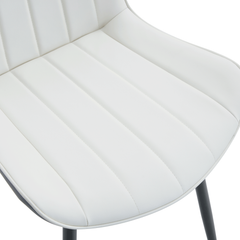 Modern Minimalist Dining Chair Set - Extended Seat Cushion, White/Dark