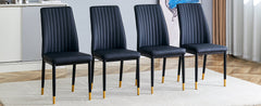 A set of 4 dining chairs, black dining chair set, PU material high