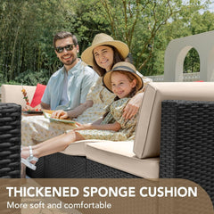 7 Pieces Outdoor Sectional Sofa Patio Furniture Sets Manual Weaving